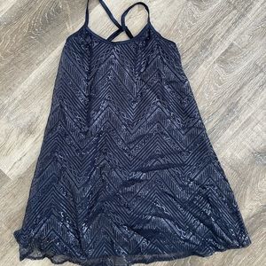 Blue sequence mini dress, adjustable straps